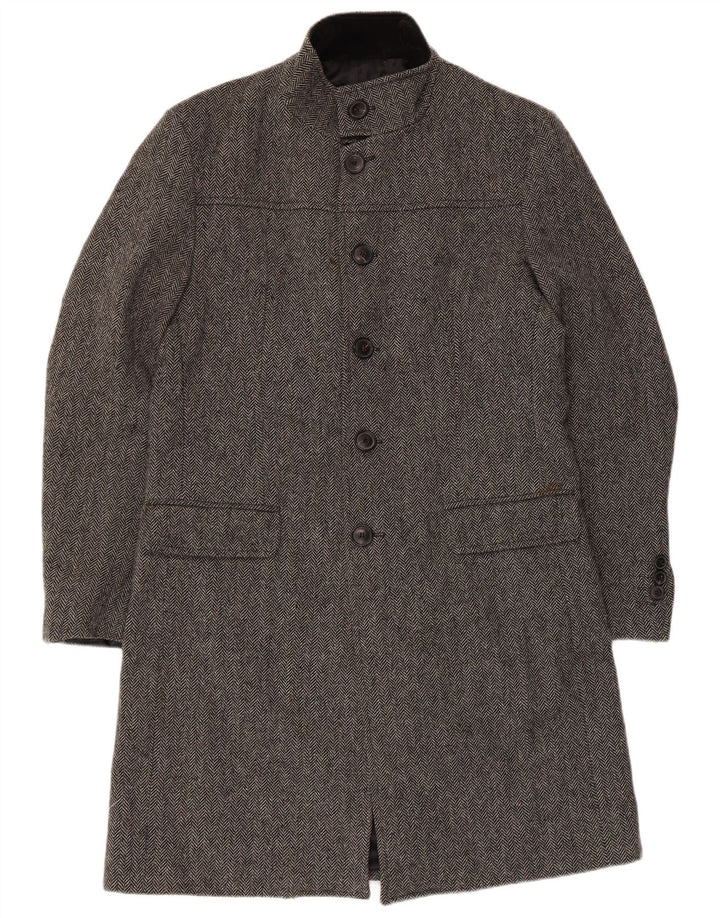 Zara Herre Longline Classic Fit Overfrakke UK 40 Large Grey Herringbone
