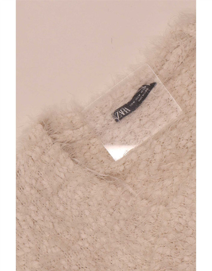 Zara Womens Crop Cardigan Sweater UK 12 Medium White