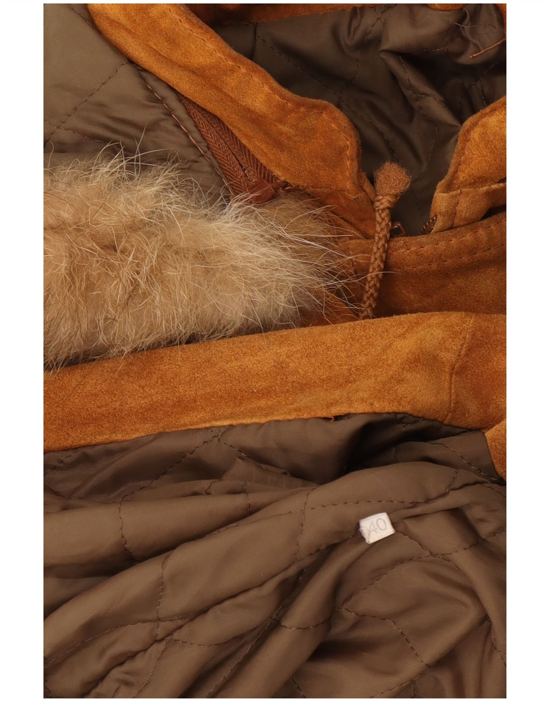 Vintage hættejakke i ruskind til kvinder EU 40 Medium brun ruskind