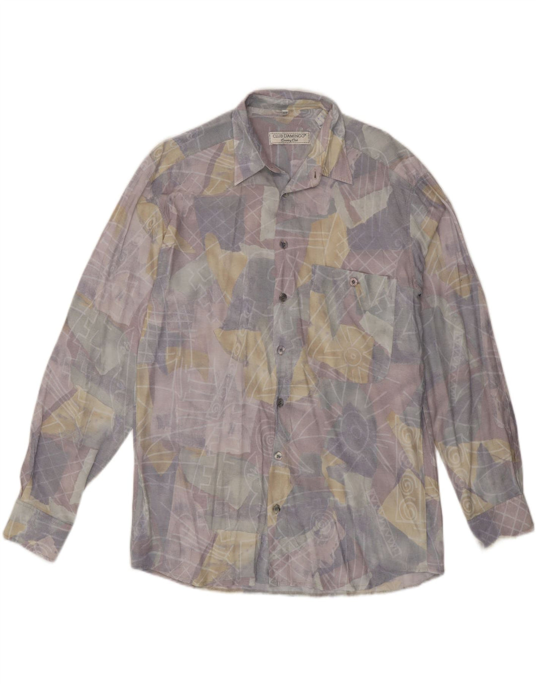 CLUB D'AMINGO Mens Abstract Pattern Shirt Size 39/40 Medium Multicoloured Vintage Club D'Amingo and Second-Hand Club D'Amingo from Messina Hembry 