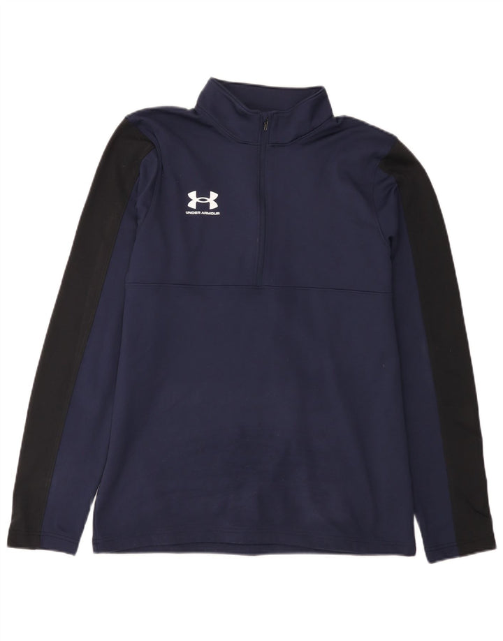 Under Armour Herre lynlåshals Top Langærmet Medium Navy Blue Colourblock