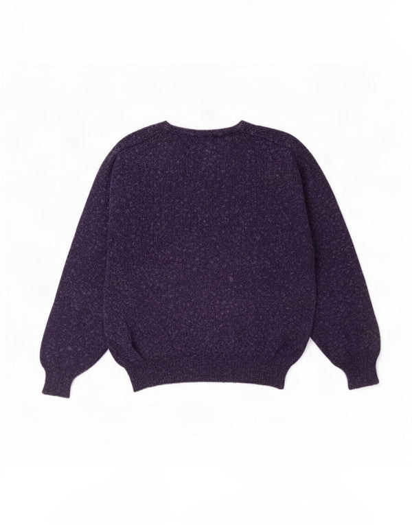 Vintage Dame Boat Neck Jumper Sweater UK 14 Medium Lilla Flecked Bomuld