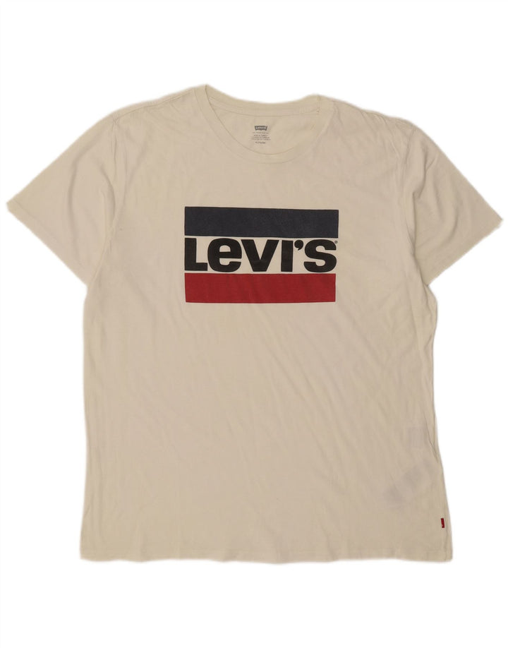 LEVI'S Mens Graphic T-Shirt Top XL White Cotton