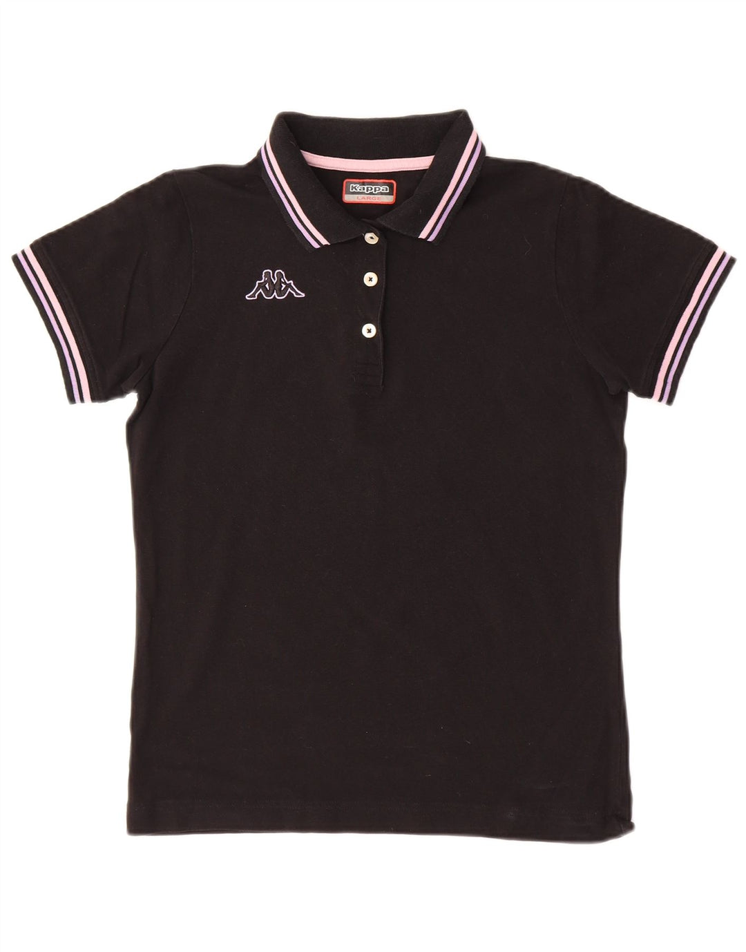 KAPPA Womens Polo Shirt UK 14 Large Black