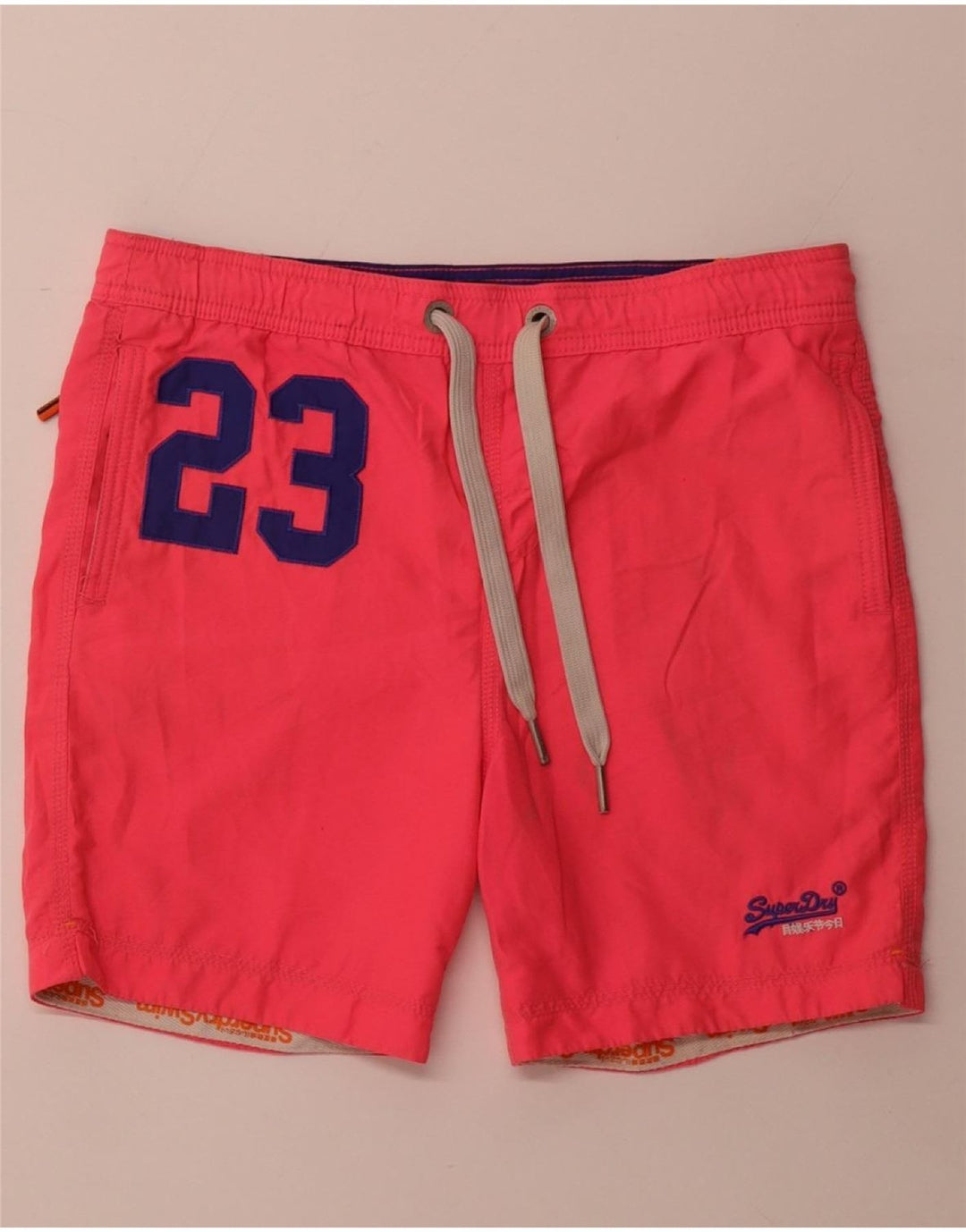SUPERDRY Grafiske badeshorts til mænd Small Pink Polyester