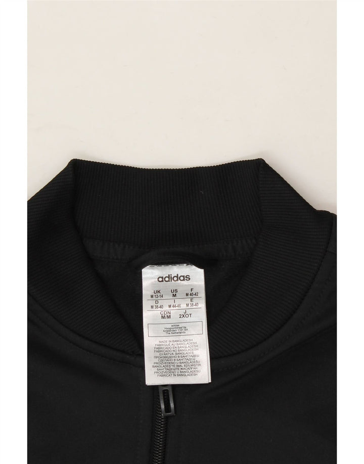 ADIDAS Womens Tracksuit Top Jacket UK 12/14 Medium Black Polyester Vintage Adidas and Second-Hand Adidas from Messina Hembry 