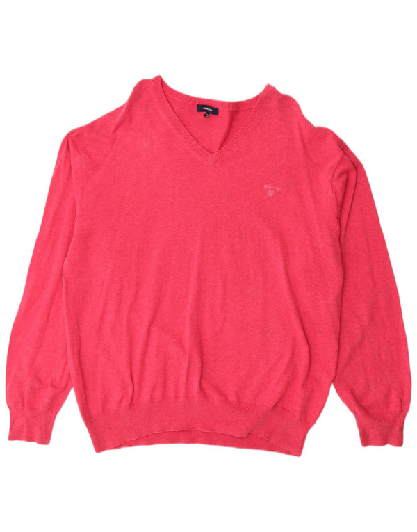 Gant Dame V-hals sweater UK 22 3XL Pink Bomuld