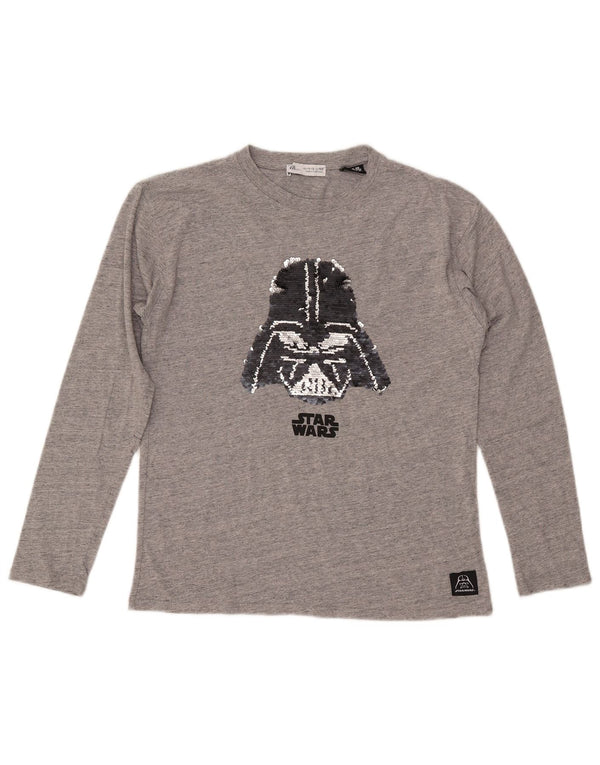 ZARA piger grafisk top langærmet 11-12 år grå bomuld