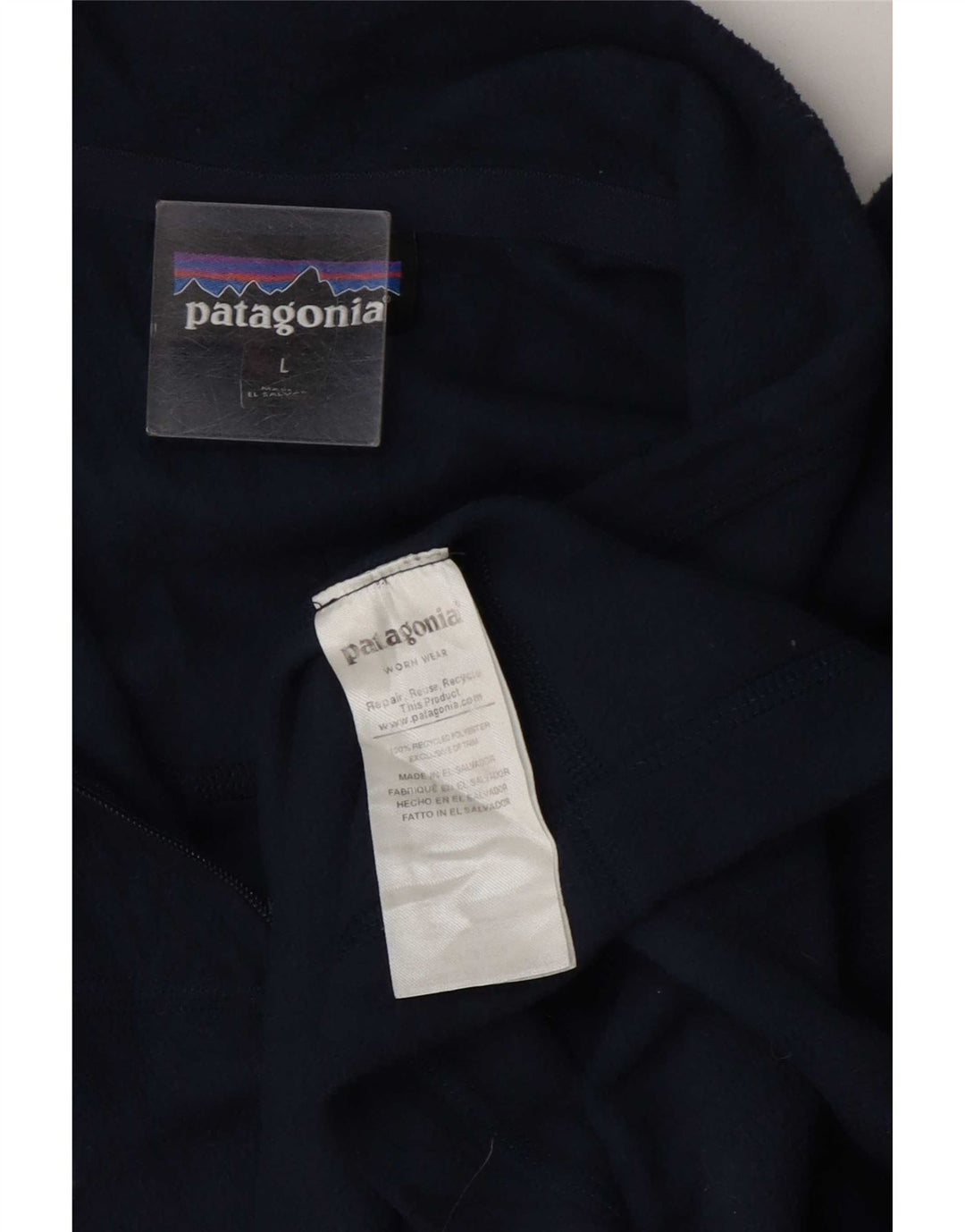 Patagonia herre lynlås hals fleece jumper stor marineblå polyester