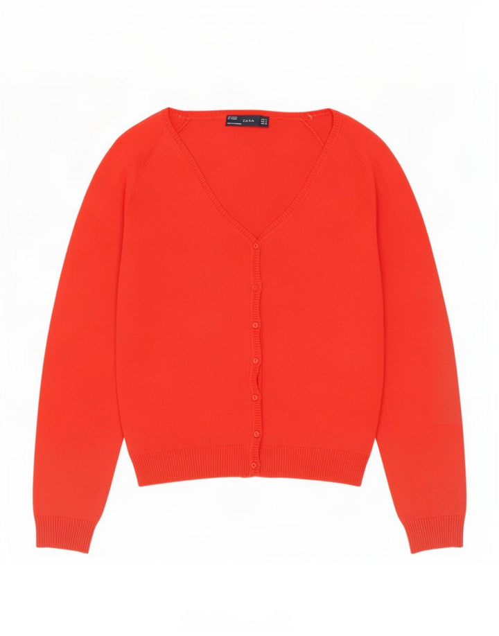 Zara Dame Cardigan Sweater UK 14 Large Red