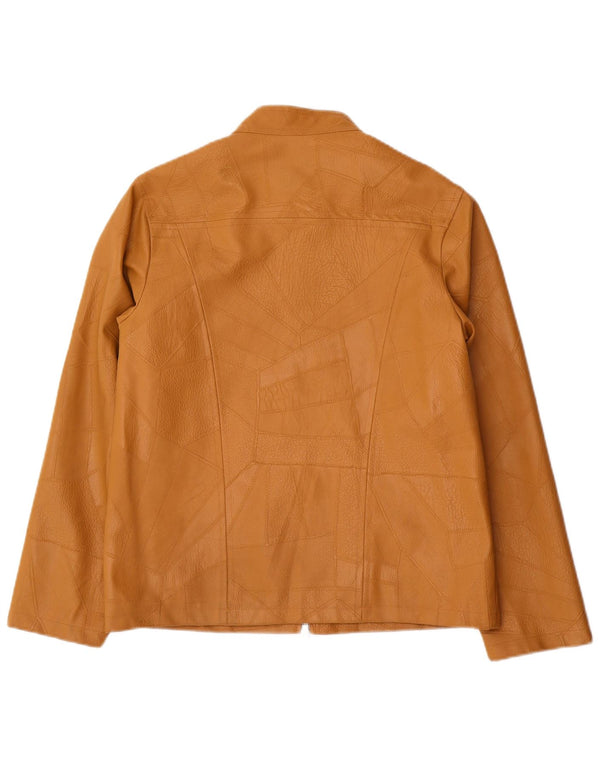 Vintage Dame imiteret læderjakke UK 14 Large Beige Patchwork Polyvinyl