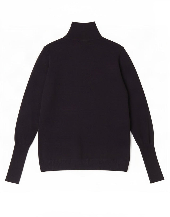Zara Dame Turtle Neck Jumper Sweater UK 14 Medium Navy Blue Modal