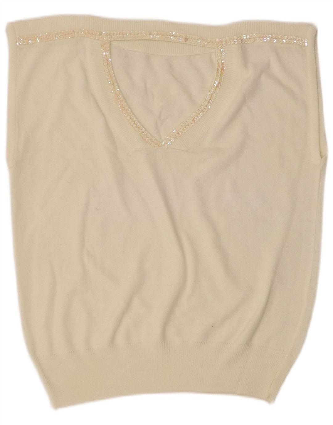 Vintage Dame Vest Tank Top UK 14 Medium Off White