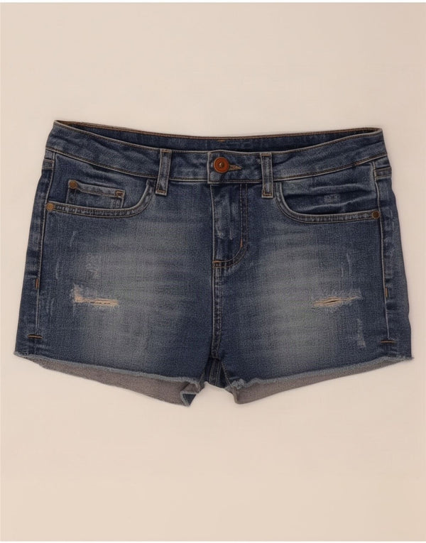 Zara Womens Distressed Denim Shorts EU 36 Small W26 Blue Cotton
