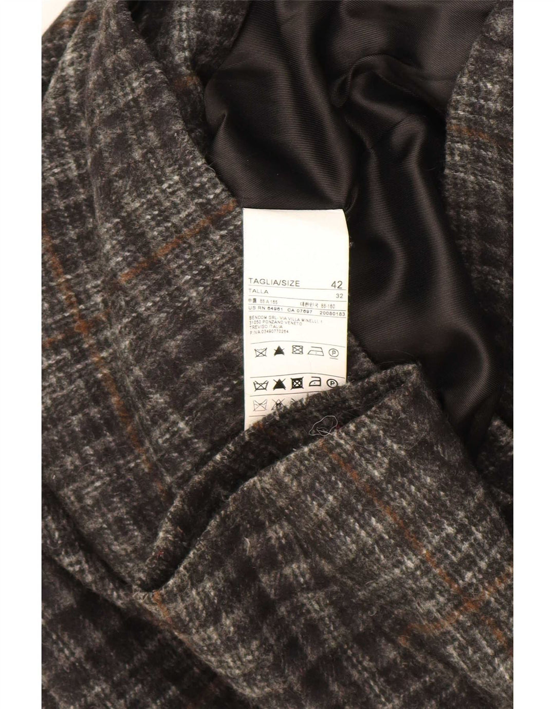Benetton Dame Hætte Duffle Jacket IT 42 Medium Grey Ternet akryl