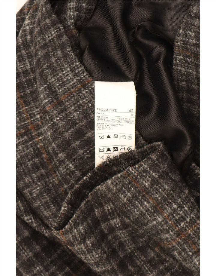 Benetton Dame Hætte Duffle Jacket IT 42 Medium Grey Ternet akryl