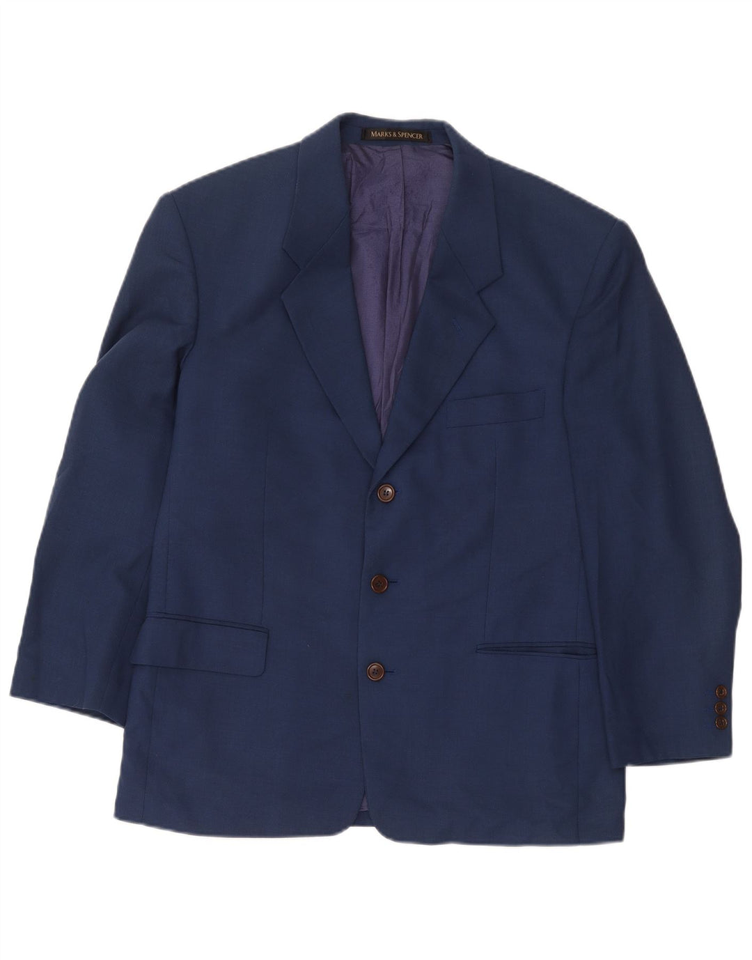 Marks & Spencer Herre 3-knaps blazerjakke UK 40 Medium Blue Viscose