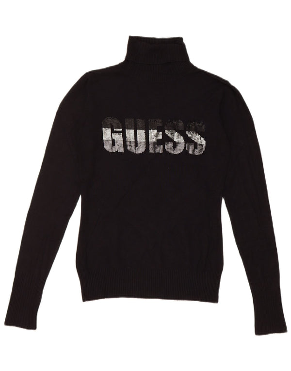 Guess Womens grafisk rullehals sweater UK 8 Small Black