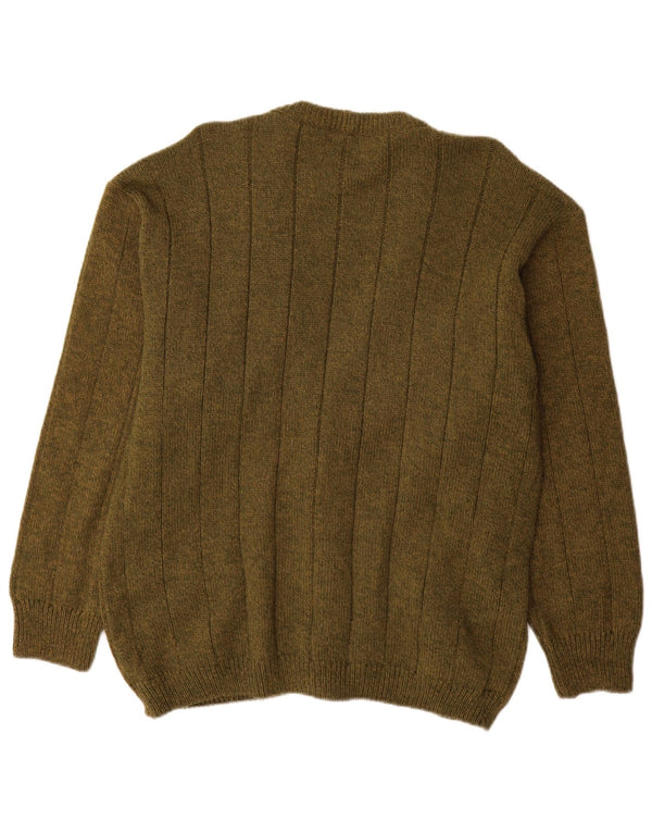 VINTAGE Herre cardigan sweater Large Khaki Alpaca Wool