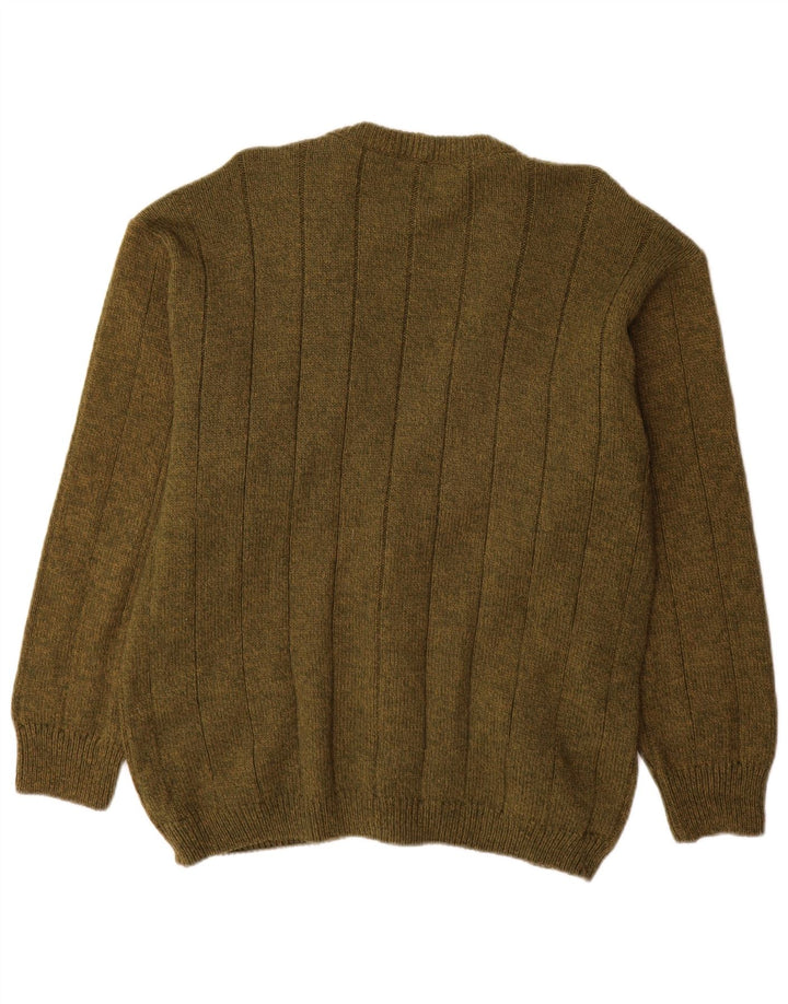 VINTAGE Herre cardigan sweater Large Khaki Alpaca Wool