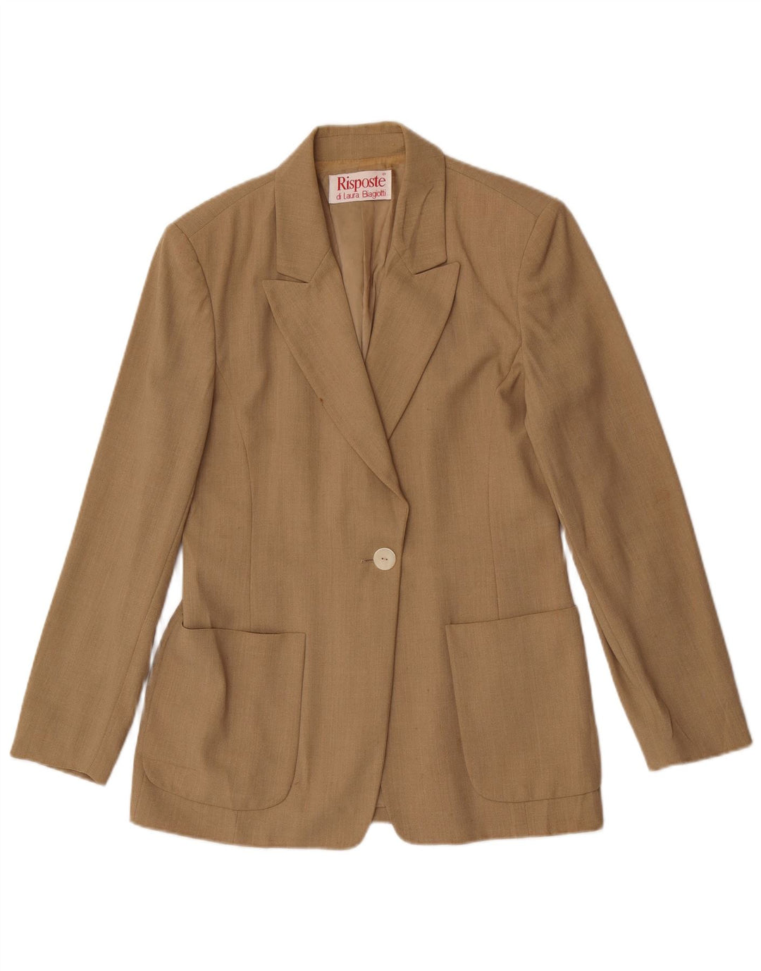 Laura Biagiotti Dame Risposte 1 Knap Blazer Jakke IT 42 Medium Beige