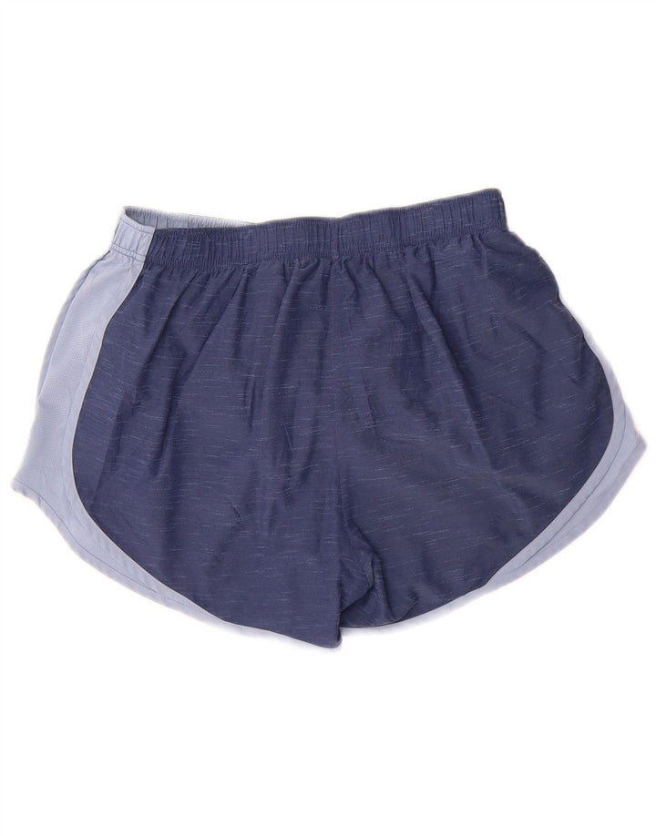 Nike Dame Dri Fit Sports Shorts UK 16 Large Blue Colourblock Polyester