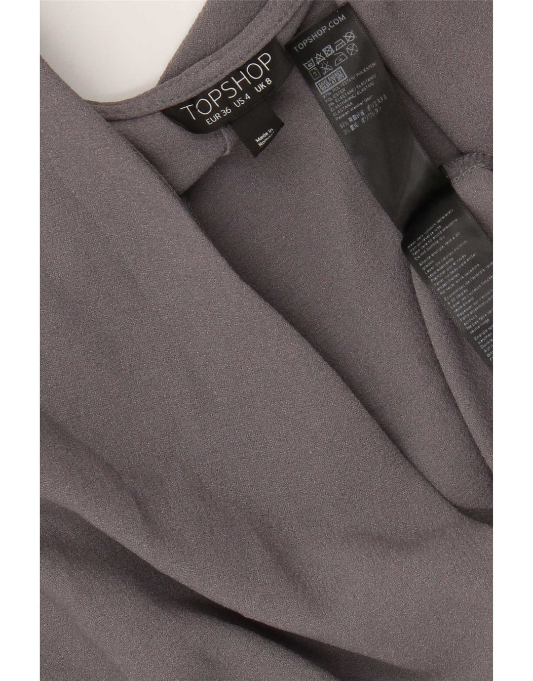 Topshop Dame Batwing Wrap Dress UK 8 Small Grå Polyester