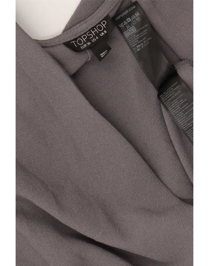 Topshop Dame Batwing Wrap Dress UK 8 Small Grå Polyester