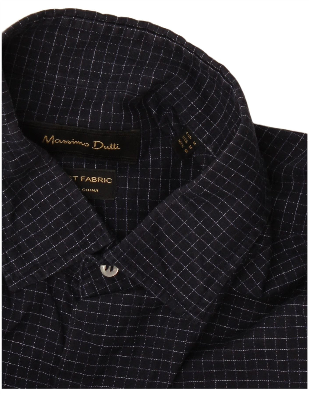 MASSIMO DUTTI Mens Shirt Medium Navy Blue Check