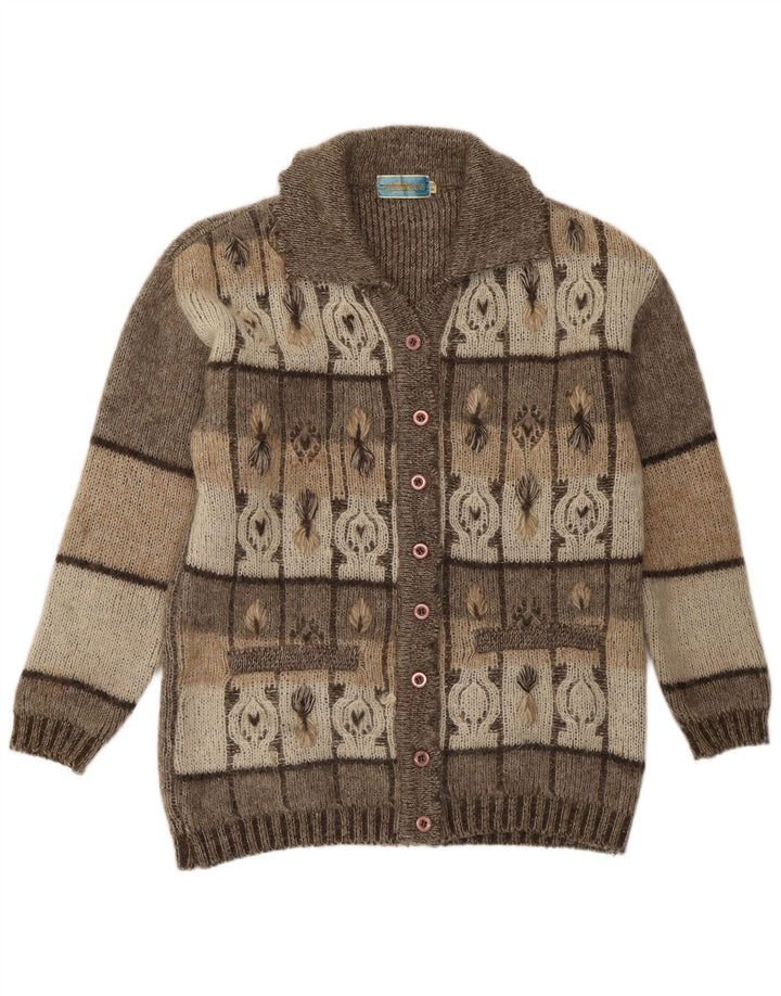 Vintage dame cardigan sweater IT 54 3XL Grå Geometrisk