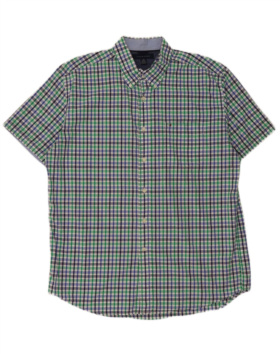 Tommy Hilfiger Kortærmet Herreskjorte XL Blå Gingham Bomuld