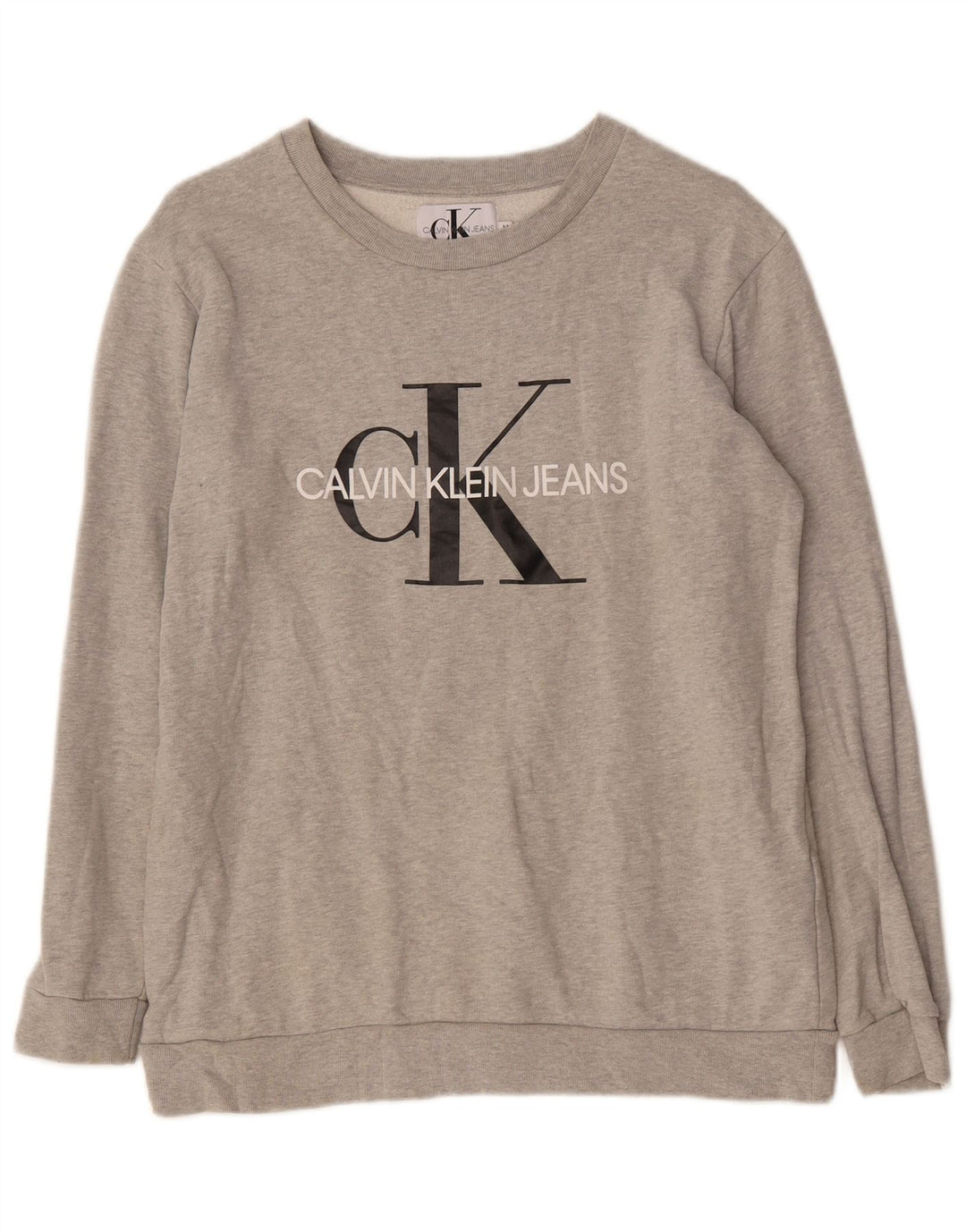 Calvin Klein Jeans Dame Sweatshirt Jumper UK 14 Medium Grey Flecked