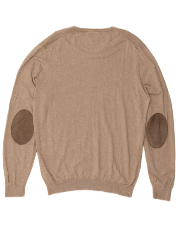 Massimo Dutti Herre V-hals sweater Stor Beige Bomuld