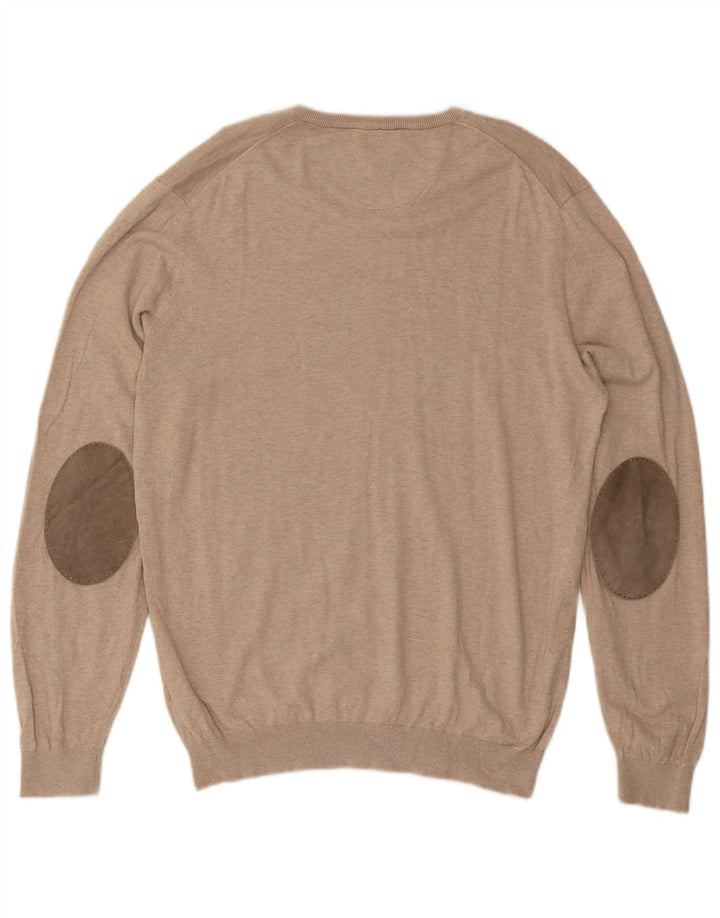 Massimo Dutti Herre V-hals sweater Stor Beige Bomuld