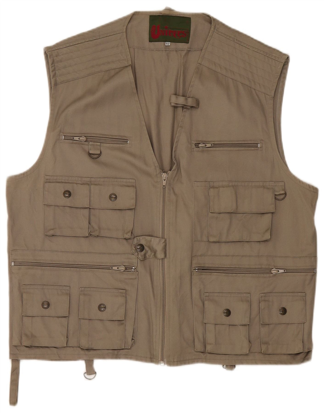 Univers Herre Utility Gilet IT 52 XL Beige Bomuld
