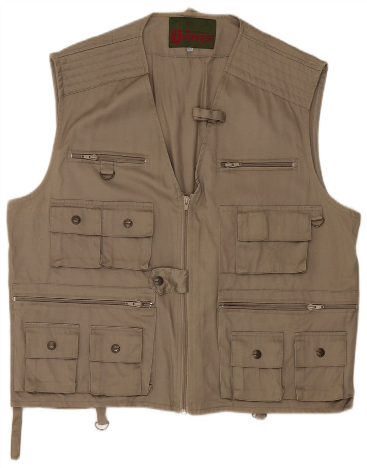 Univers Herre Utility Gilet IT 52 XL Beige Bomuld