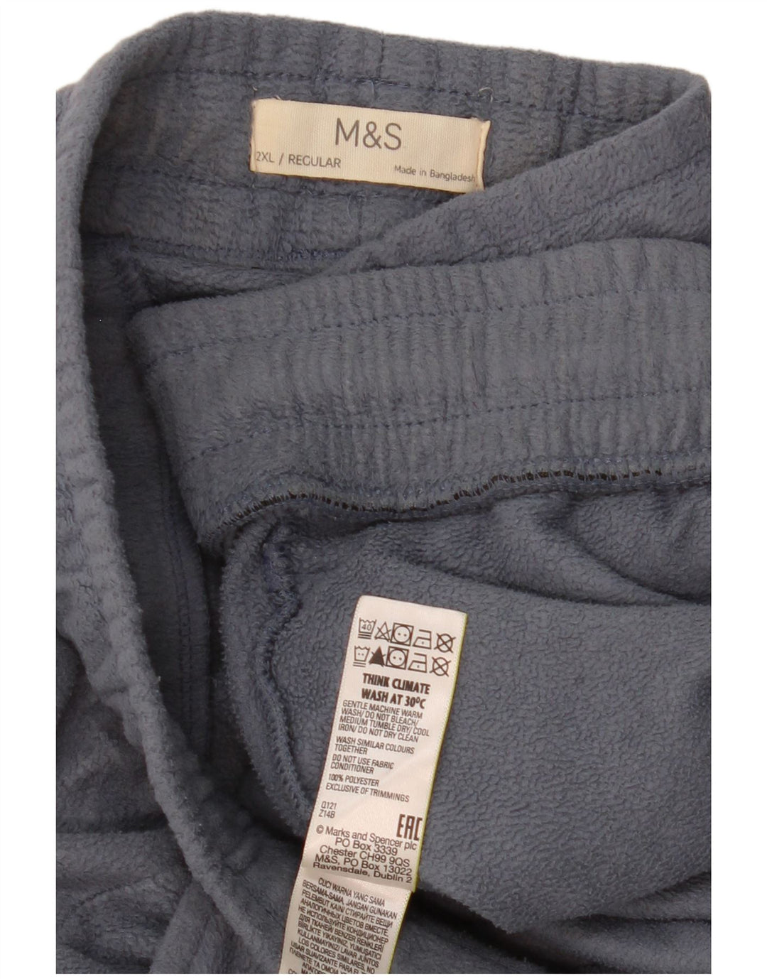 MARKS & SPENCER Herre fleece træningsdragt bukser 2XL blå polyester