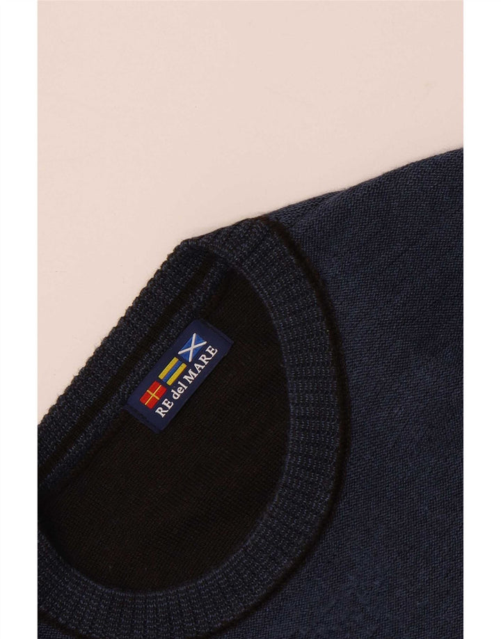 Re Del Mare Herre Crew Neck Jumper Sweater Stor Blå Stribet