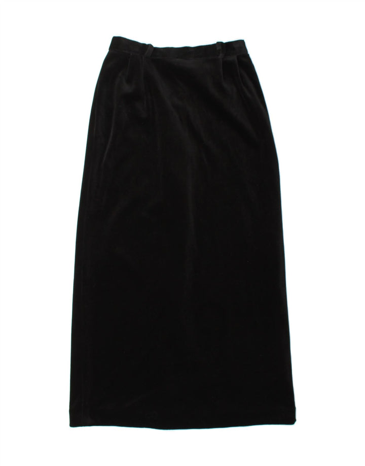 VINTAGE Womens Maxi Skirt UK 12 Medium W26 Black Acetate Vintage Vintage and Second-Hand Vintage from Messina Hembry 