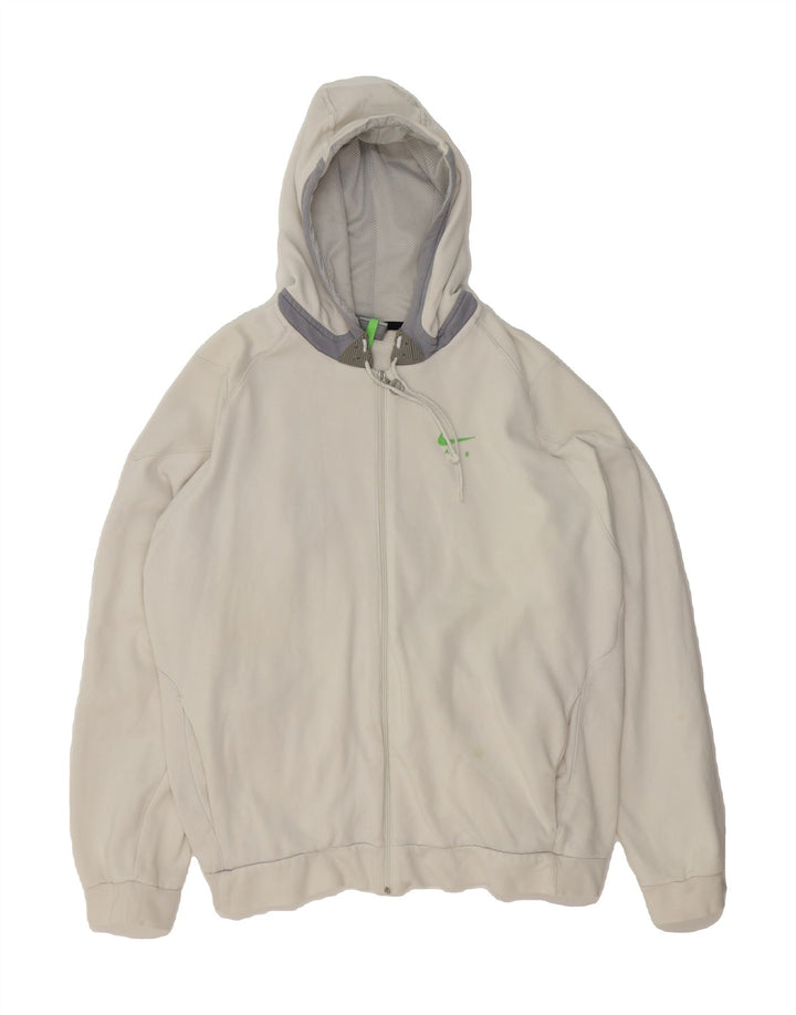NIKE Mens Zip Hoodie Sweater UK 42/44 Large White Polyester Vintage Nike and Second-Hand Nike from Messina Hembry 