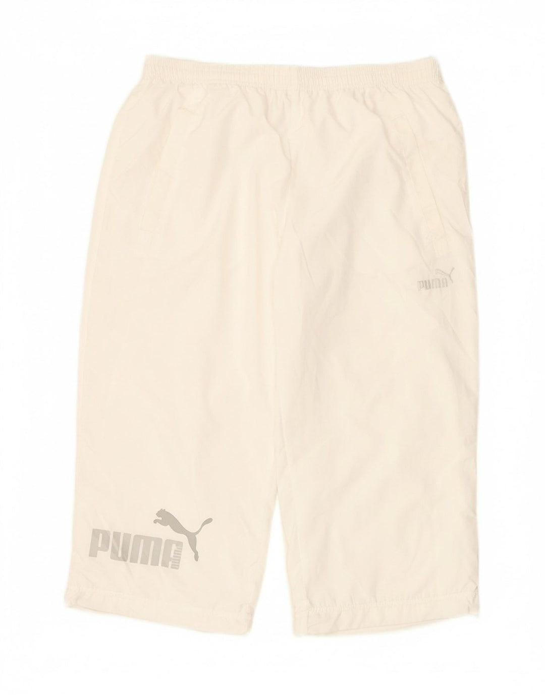 PUMA Mens Graphic Capri Tracksuit Trousers Medium  White Vintage Puma and Second-Hand Puma from Messina Hembry 