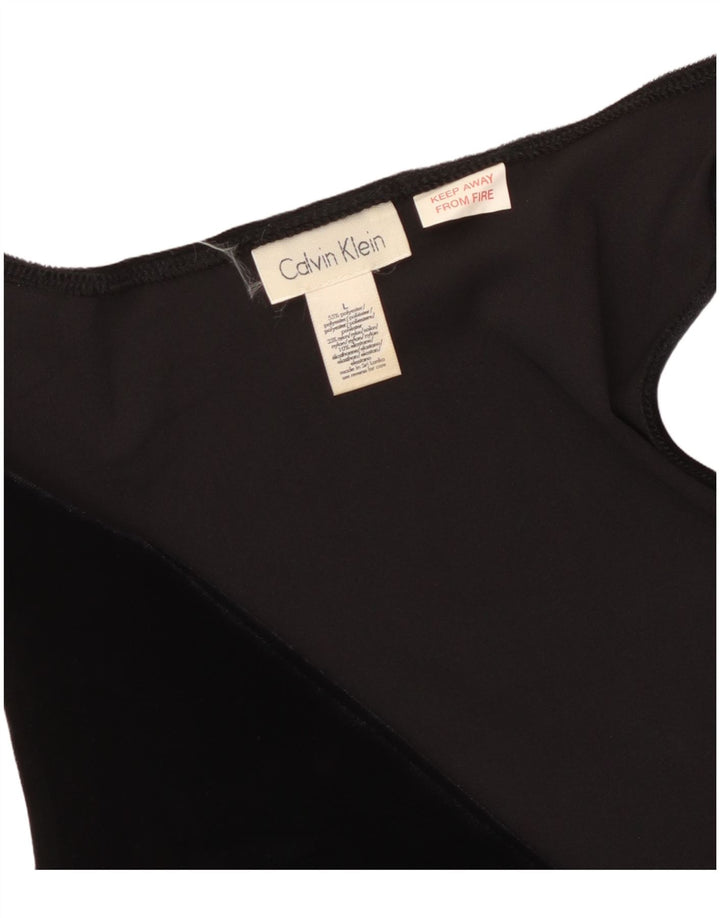 CALVIN KLEIN Dame ærmeløs bluse Top UK 14 Stor sort polyester