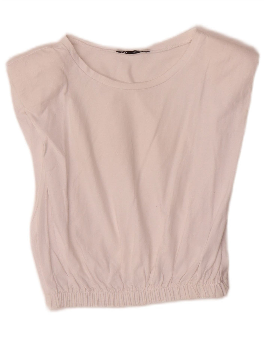 Zara Womens Crop Bluse Top UK 12 Medium White Bomuld