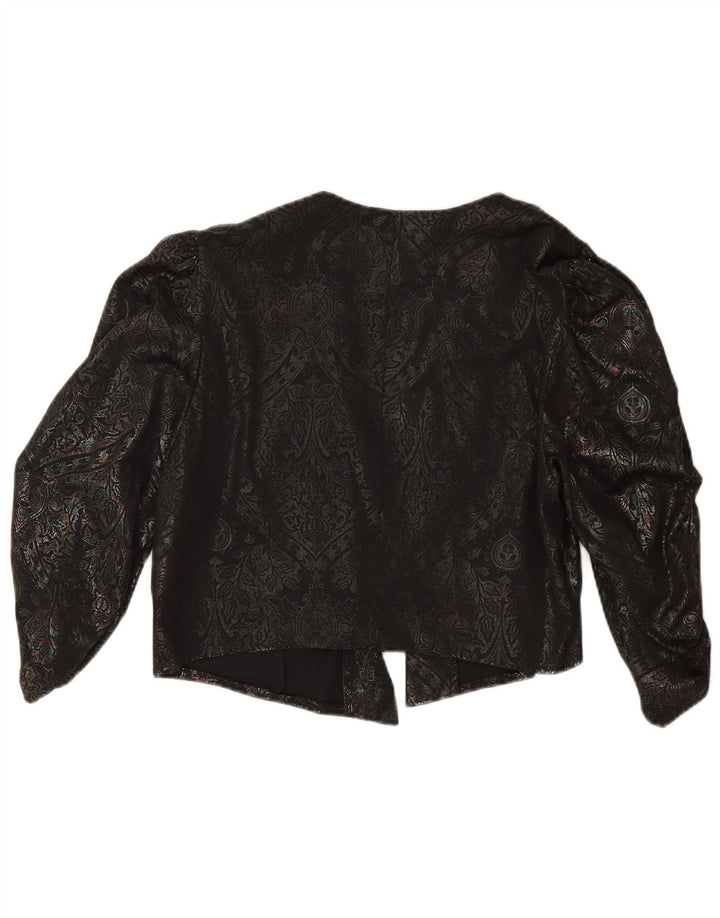 C & A Dame 3/4 ærmet Bolero Top IT 42 Medium Sort Paisley