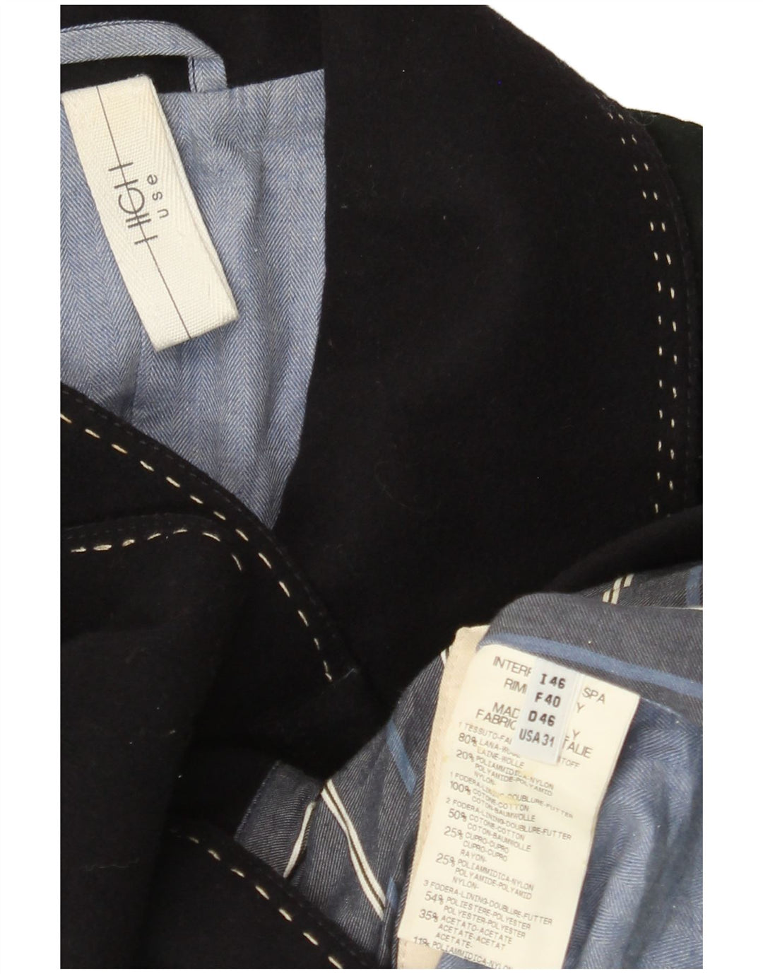 VINTAGE Herre Ærtefrakke IT 46 Lille marineblå uld