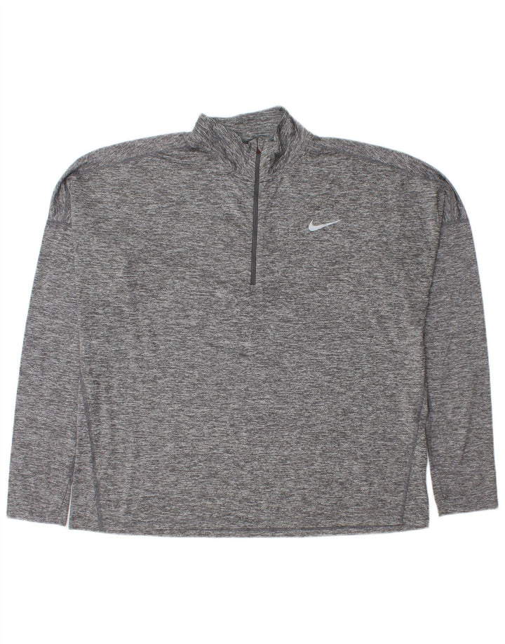 Nike Pullover med lynlås til mænd, træningsdragt XL Grå Flecked Polyester