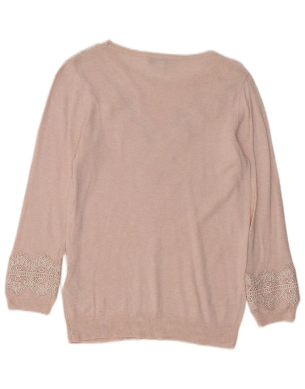 MONSOON Womens Oversized Boat Neck Jumper Sweater UK 8 Small Pink Paisley