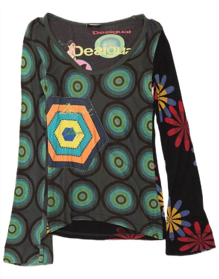 Desigual Womens Grafisk Top Langærmet UK 8 Small Multicolored Viscose