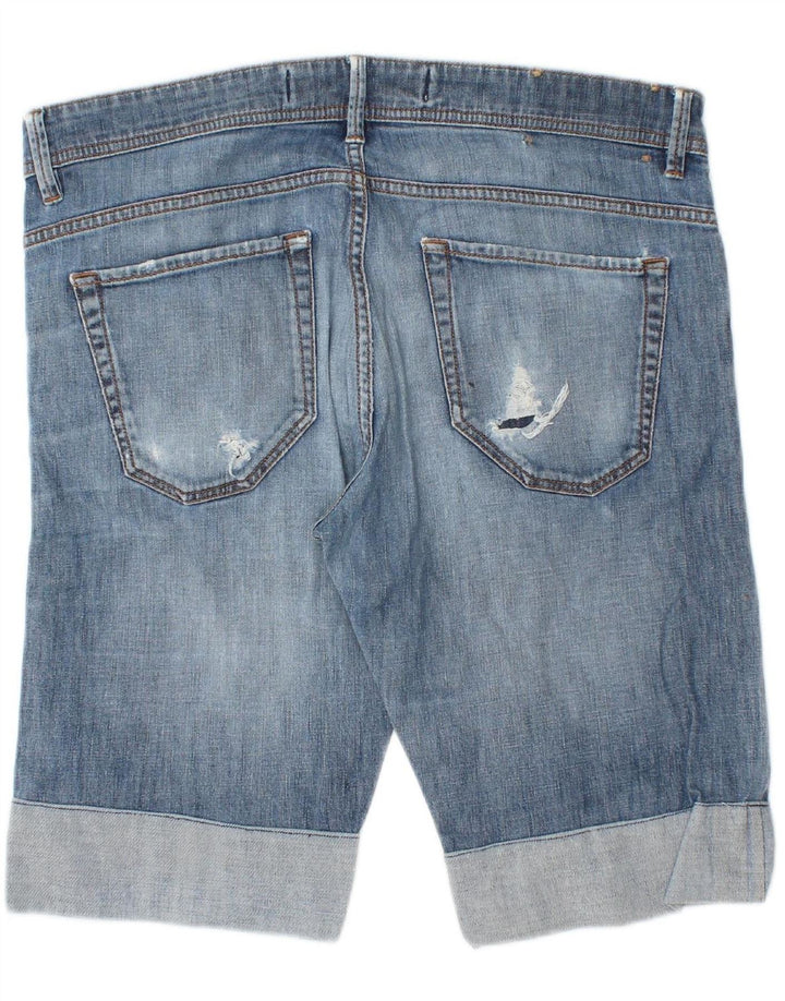 SIVIGLIA Mens Distressed Denim Shorts W34 Large Blue Cotton
