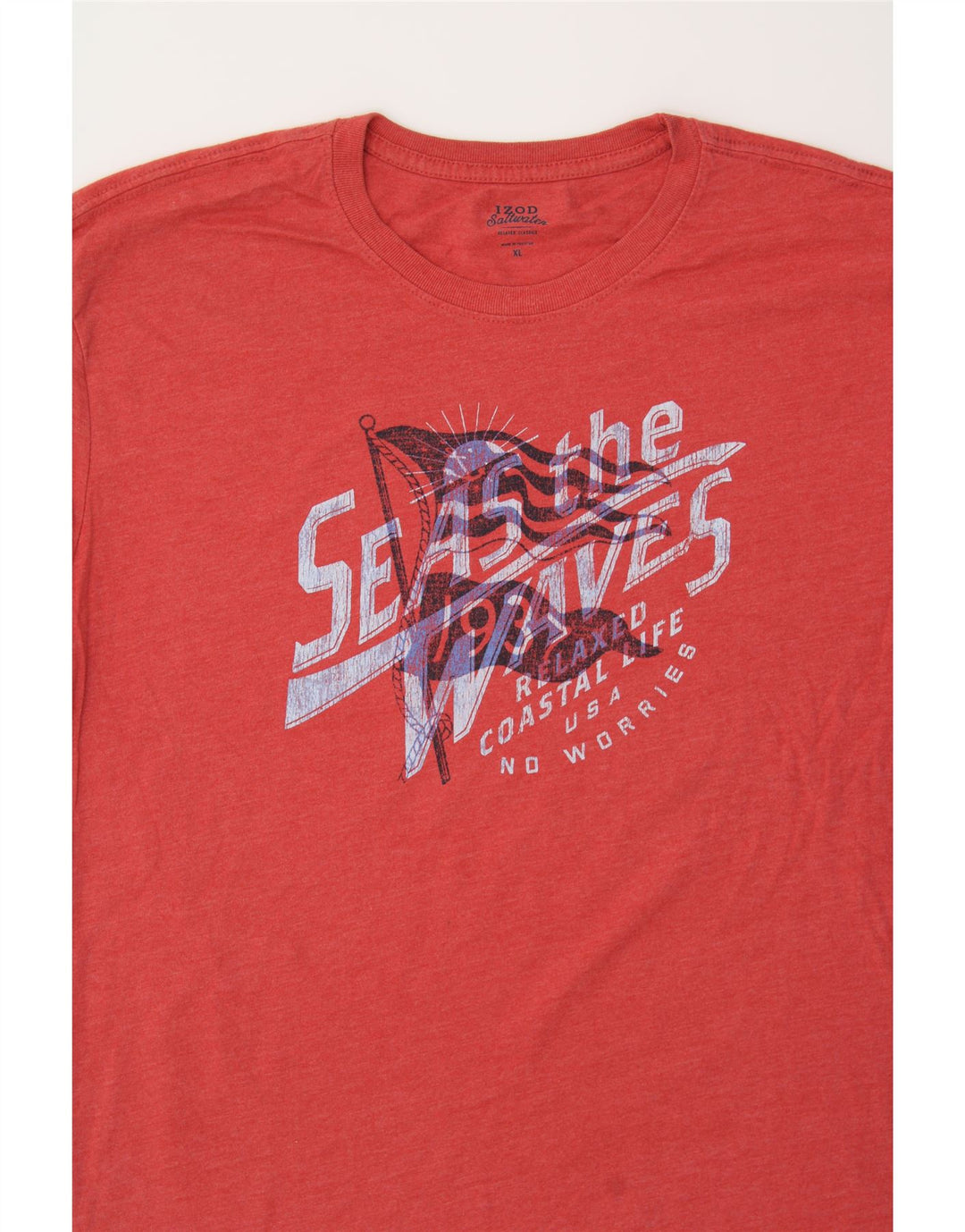 IZOD Mens Salt Water Graphic T-Shirt Top XL Red Vintage Izod and Second-Hand Izod from Messina Hembry 